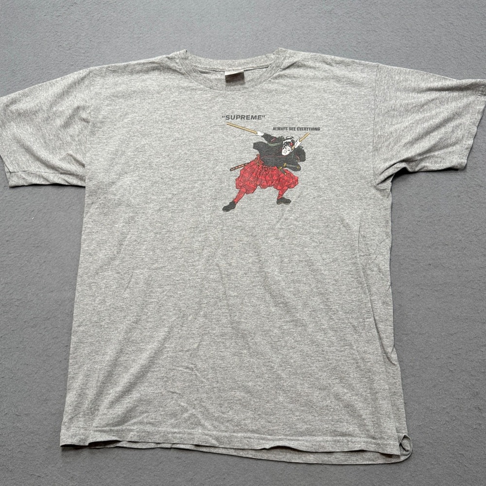 Supreme T-Shirt Men's Large Gray Samurai Always See Everything Skater USA Made
